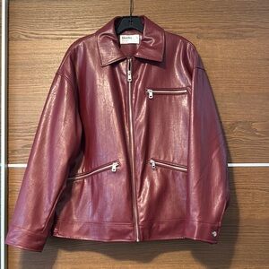 Richoux Burgundy Faux Leather Jacket